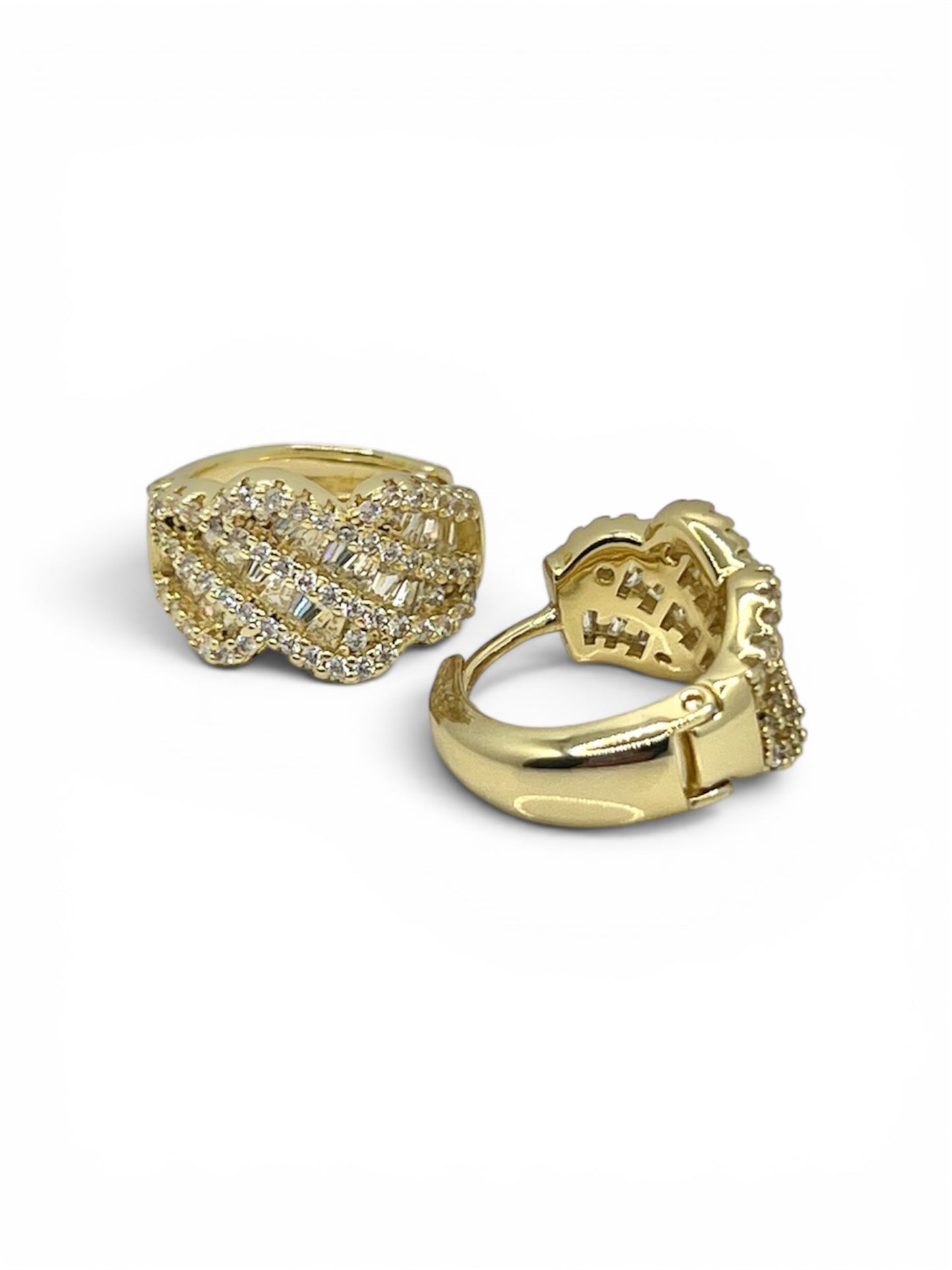 Melissa ClearCZ Hoop Earrings~14k Gold Plated