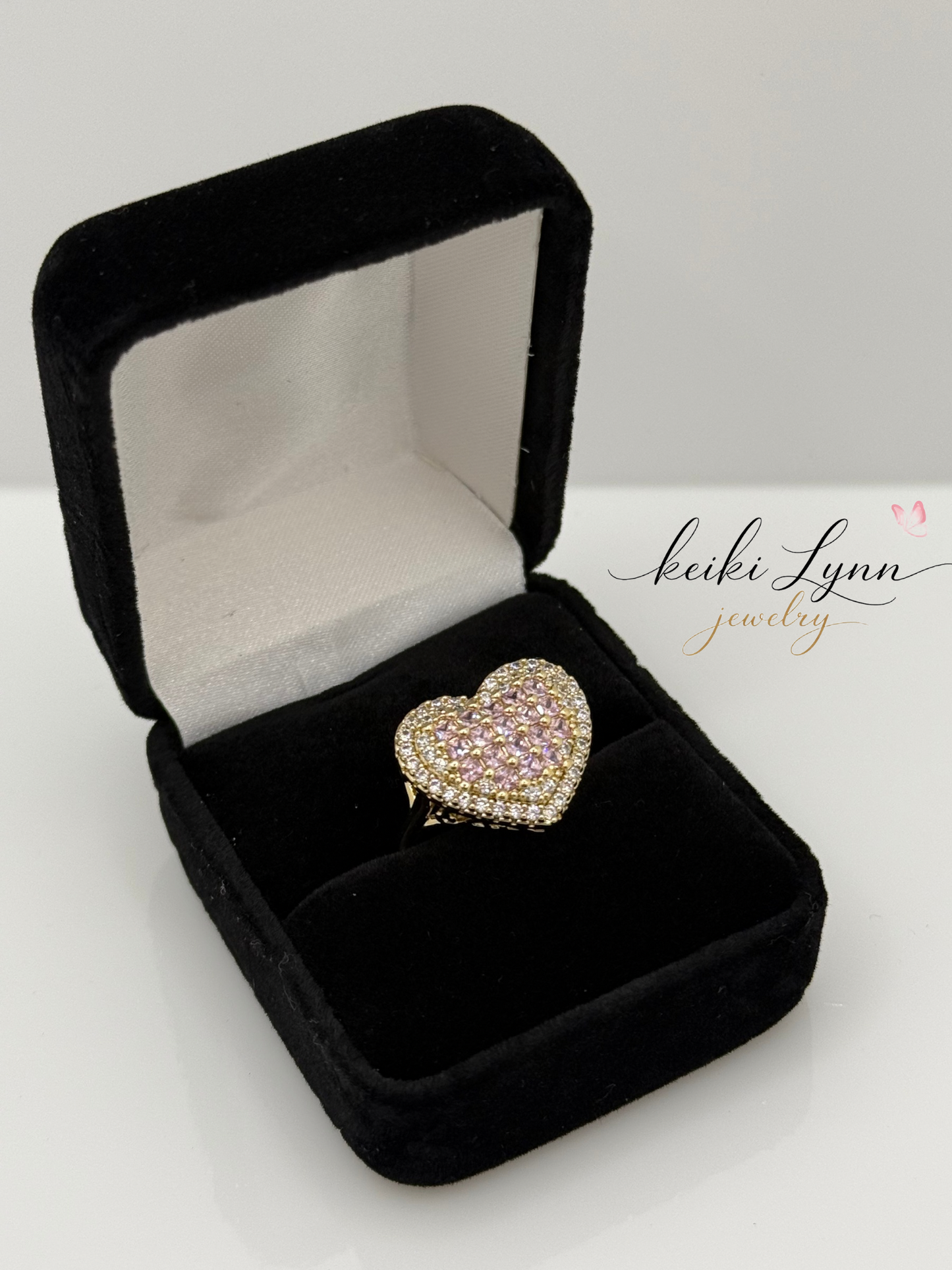 14k Gold Plated Pink Heart Ring
