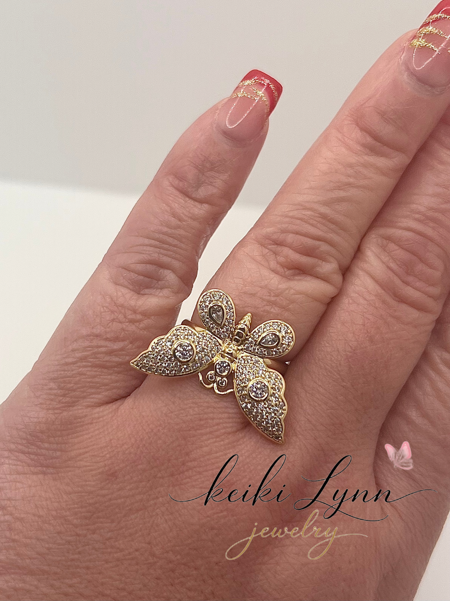 14k Gold Plated Butterfly Ring