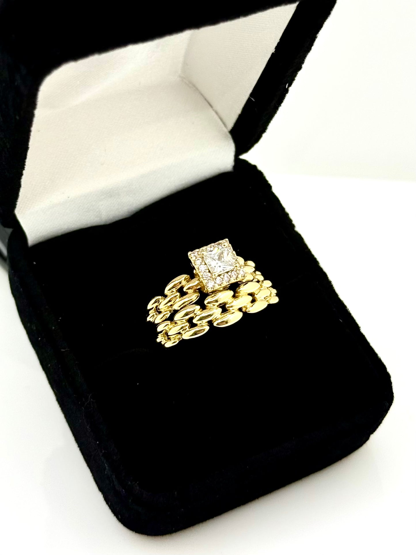 14k Gold Plated Wedding Band Set
