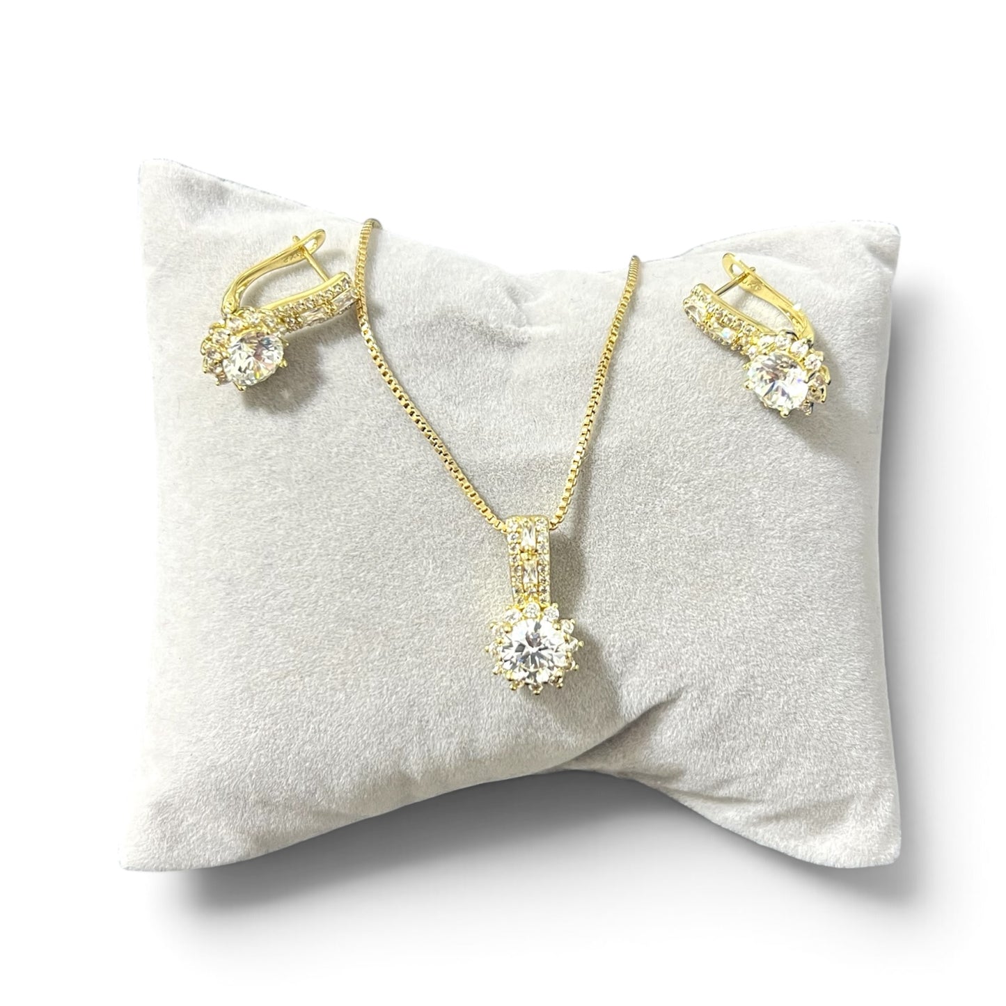 Lorena CZ Necklace & Earrings Set~14k Gold Plated