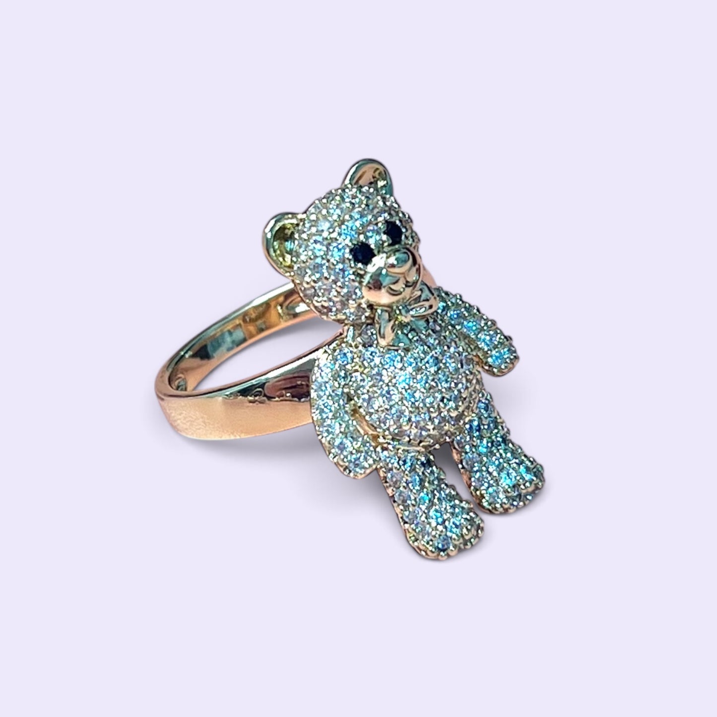 Teddy Bear CZ Ring~14k Gold Plated
