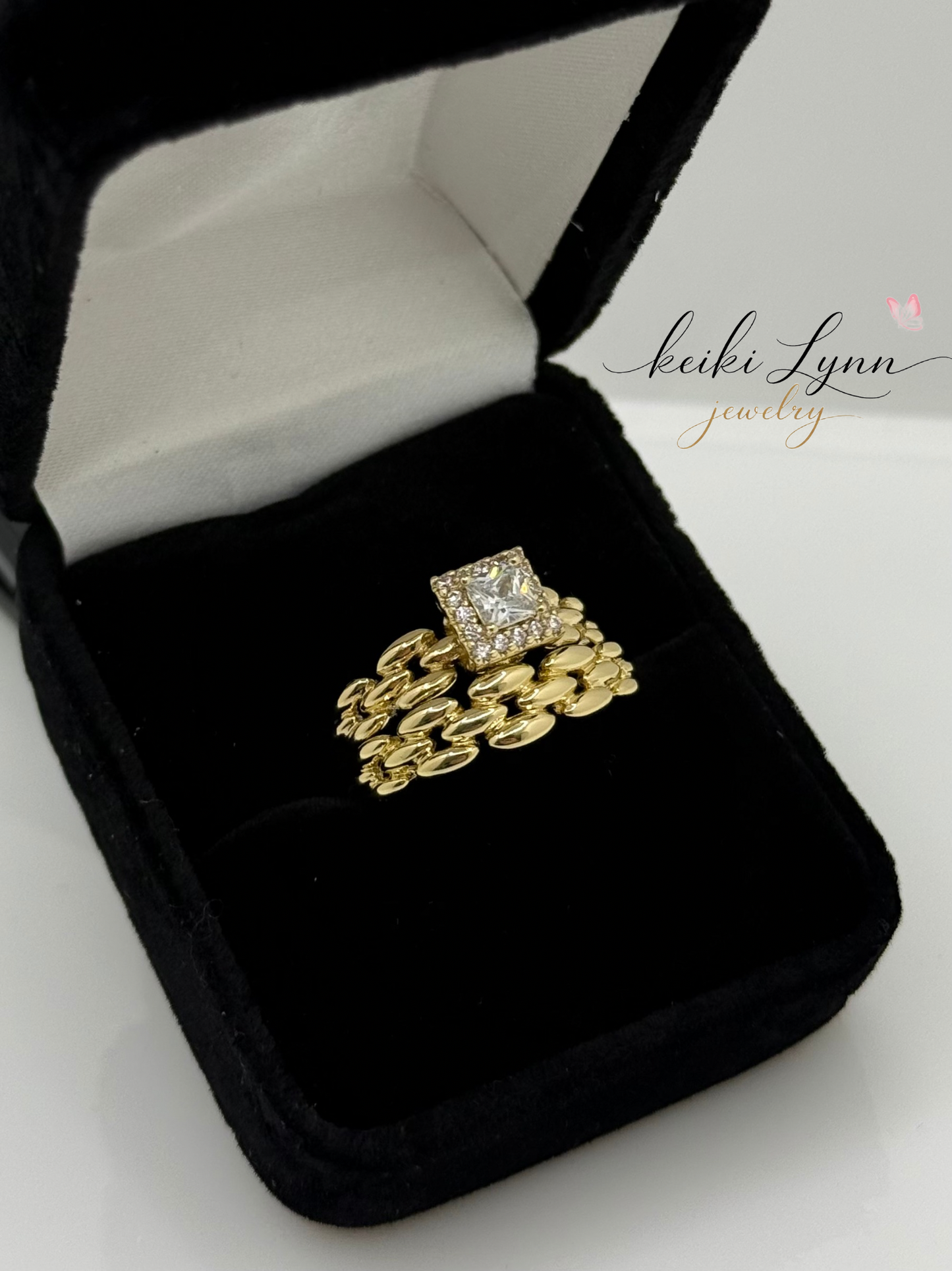 14k Gold Plated Wedding Band Set