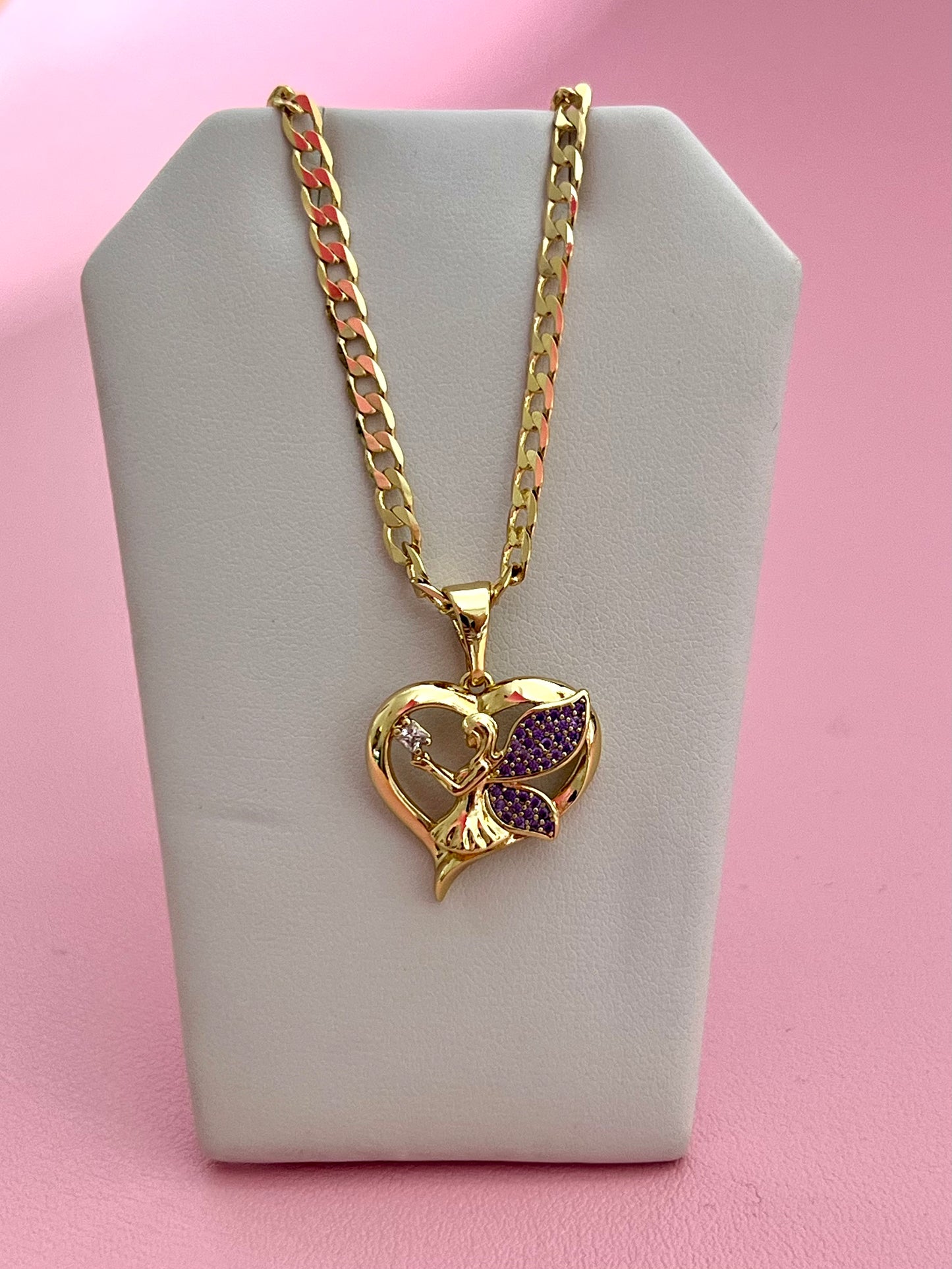 Purple Fairy Heart Necklace