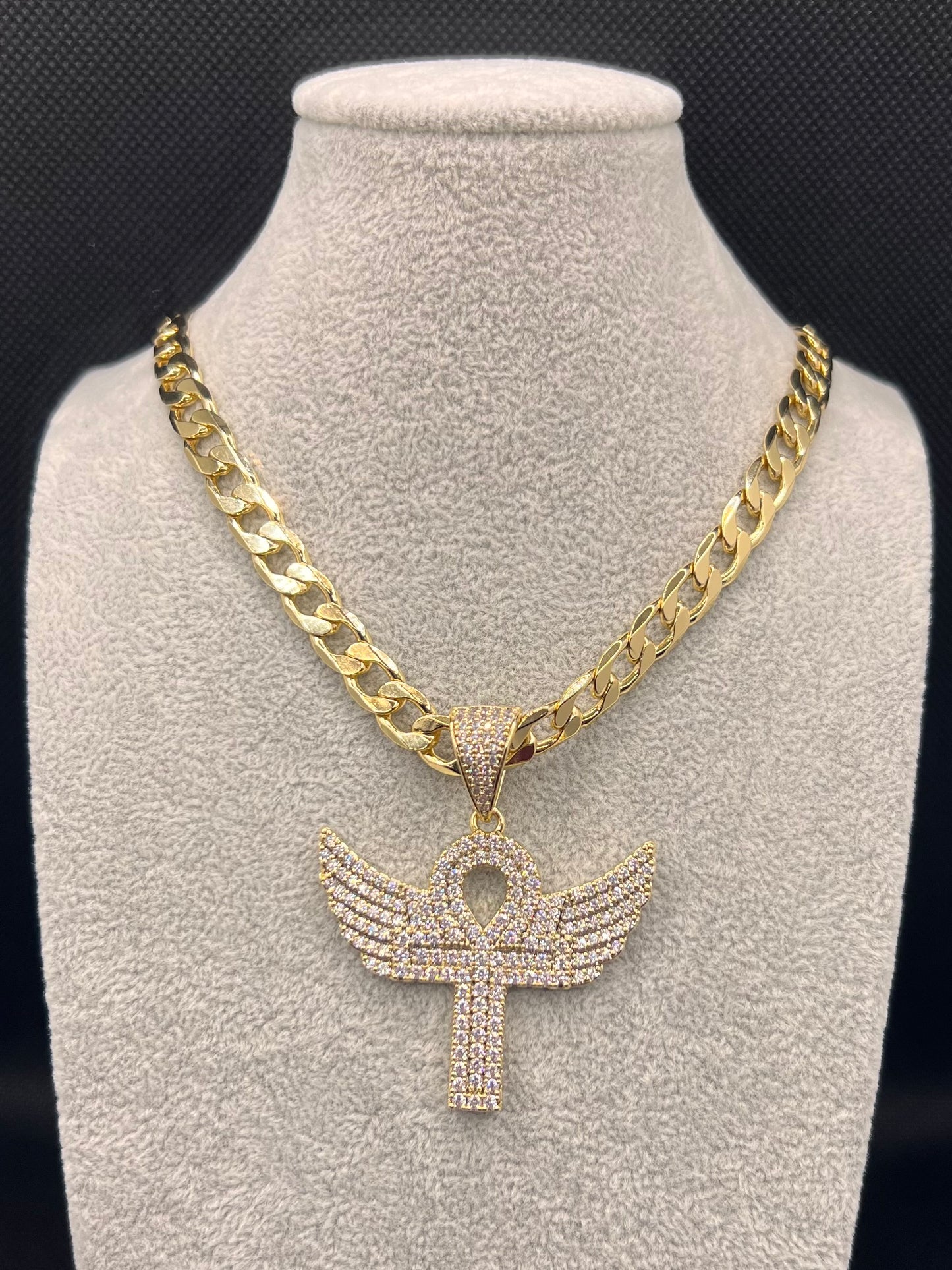 Wing Cross Cuban Necklace