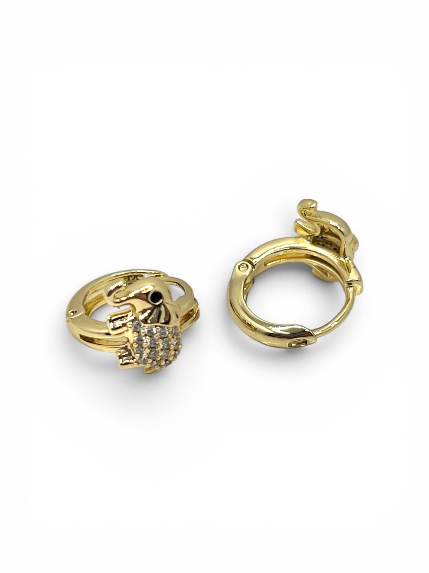 Elephant CZ Huggies Earring~14k Gold Plated