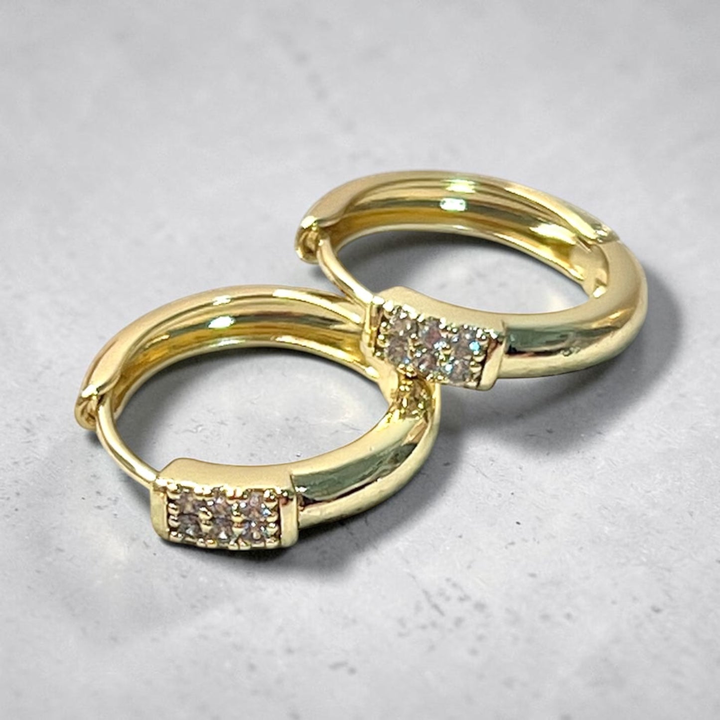 Huggie CZ Earrings~14k Gold Plated 0.5 inches