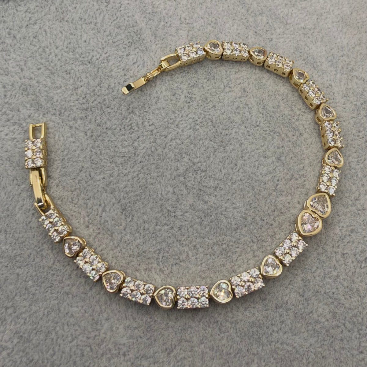 CZ Heart Bracelet~14k Gold Plated