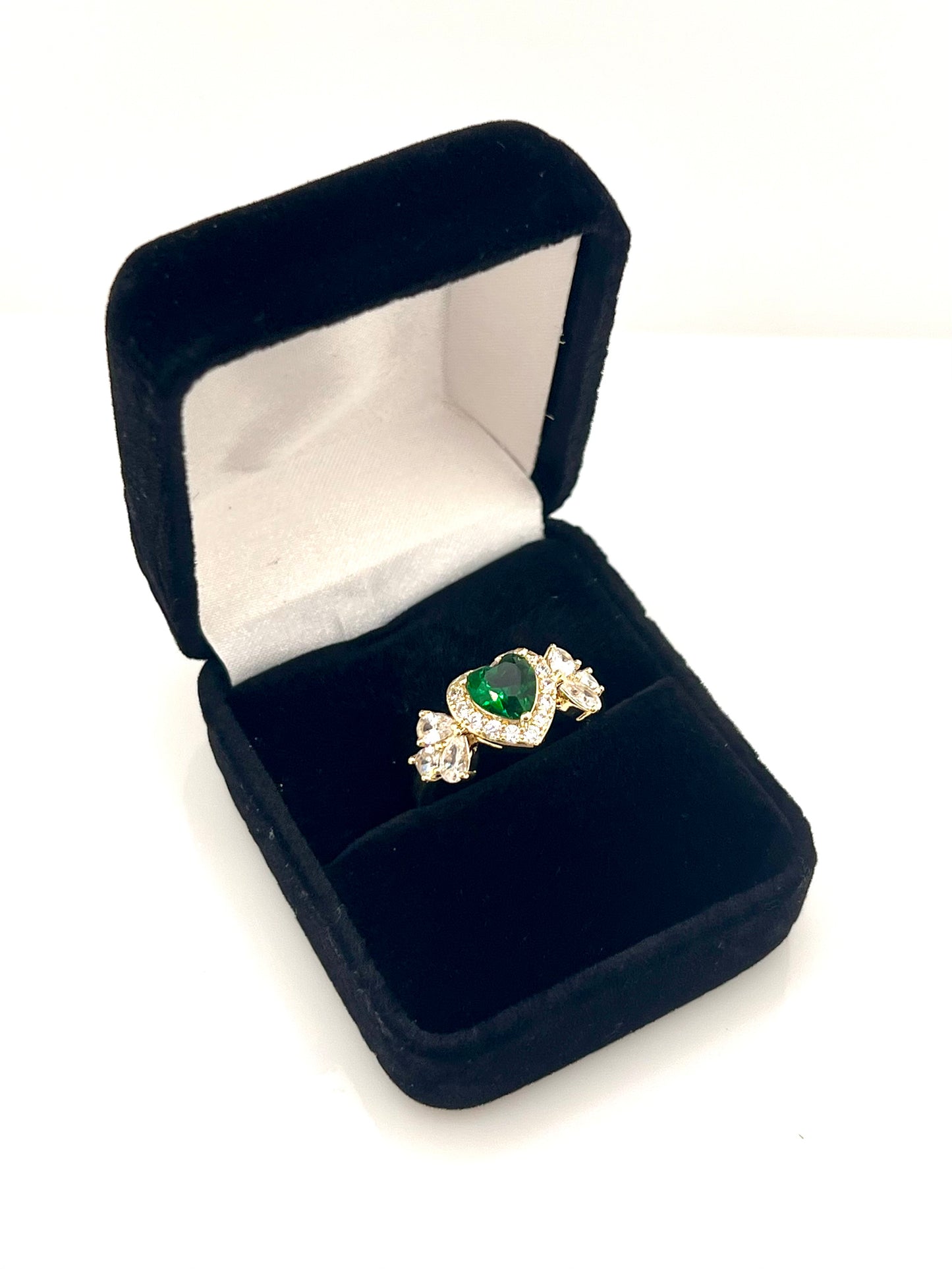 14k Gold Plated Emerald Heart Ring