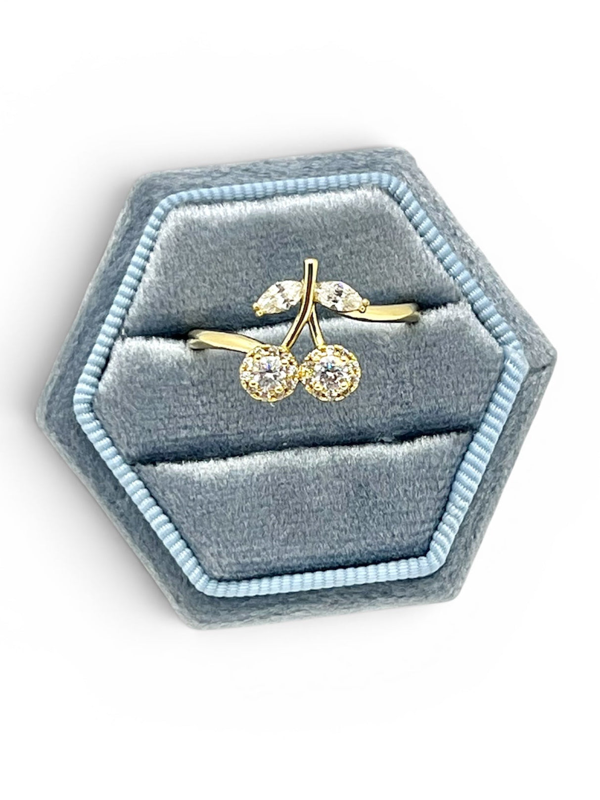 Cherry CZ Ring~14k Gold Plated