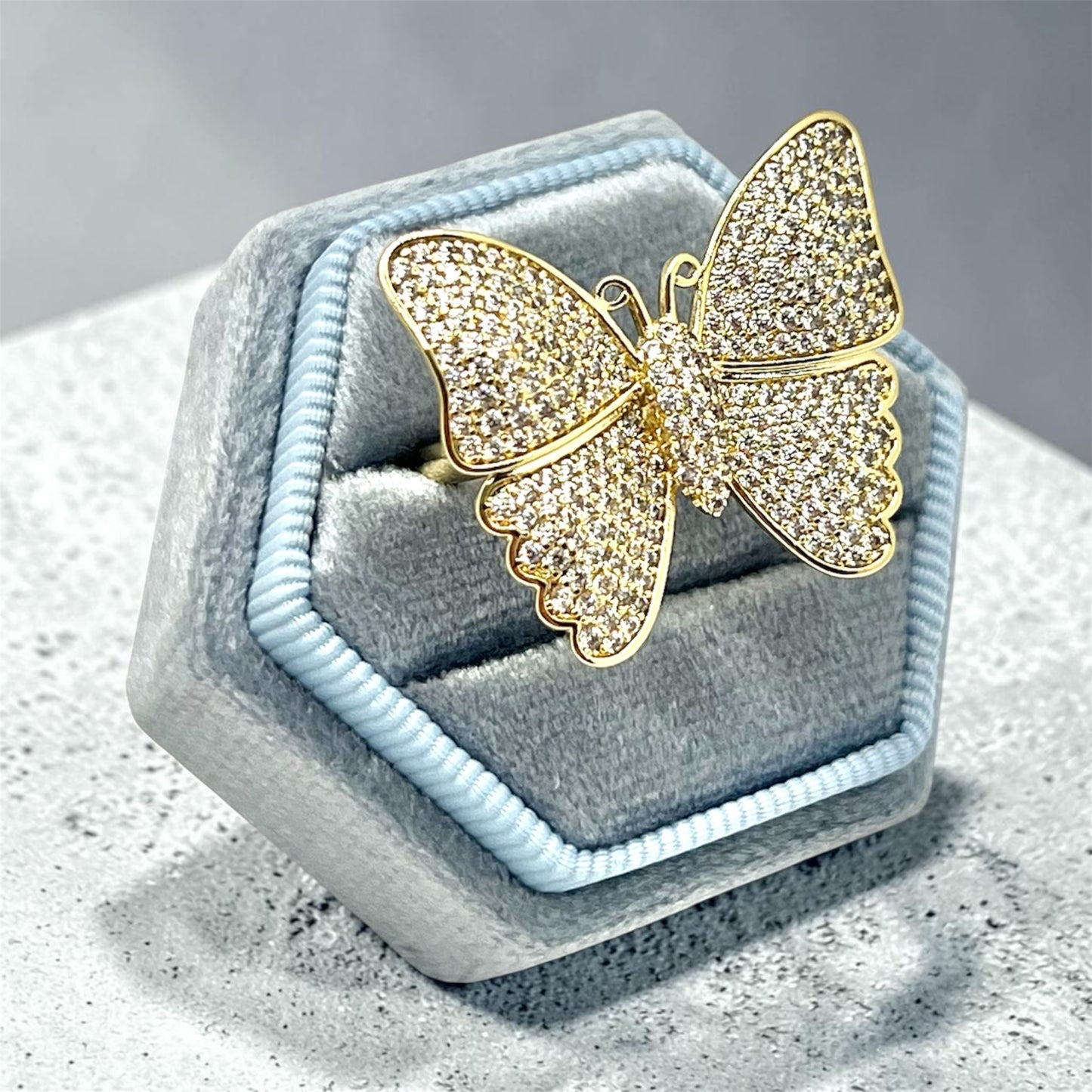 Anais CZ Butterfly Ring~14k Gold Plated