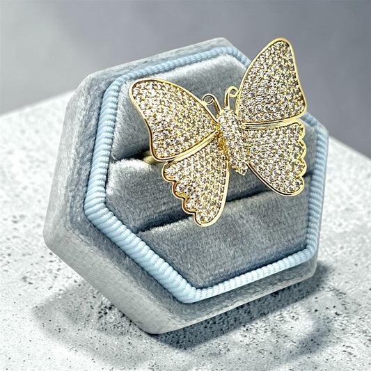 Anais CZ Butterfly Ring~14k Gold Plated