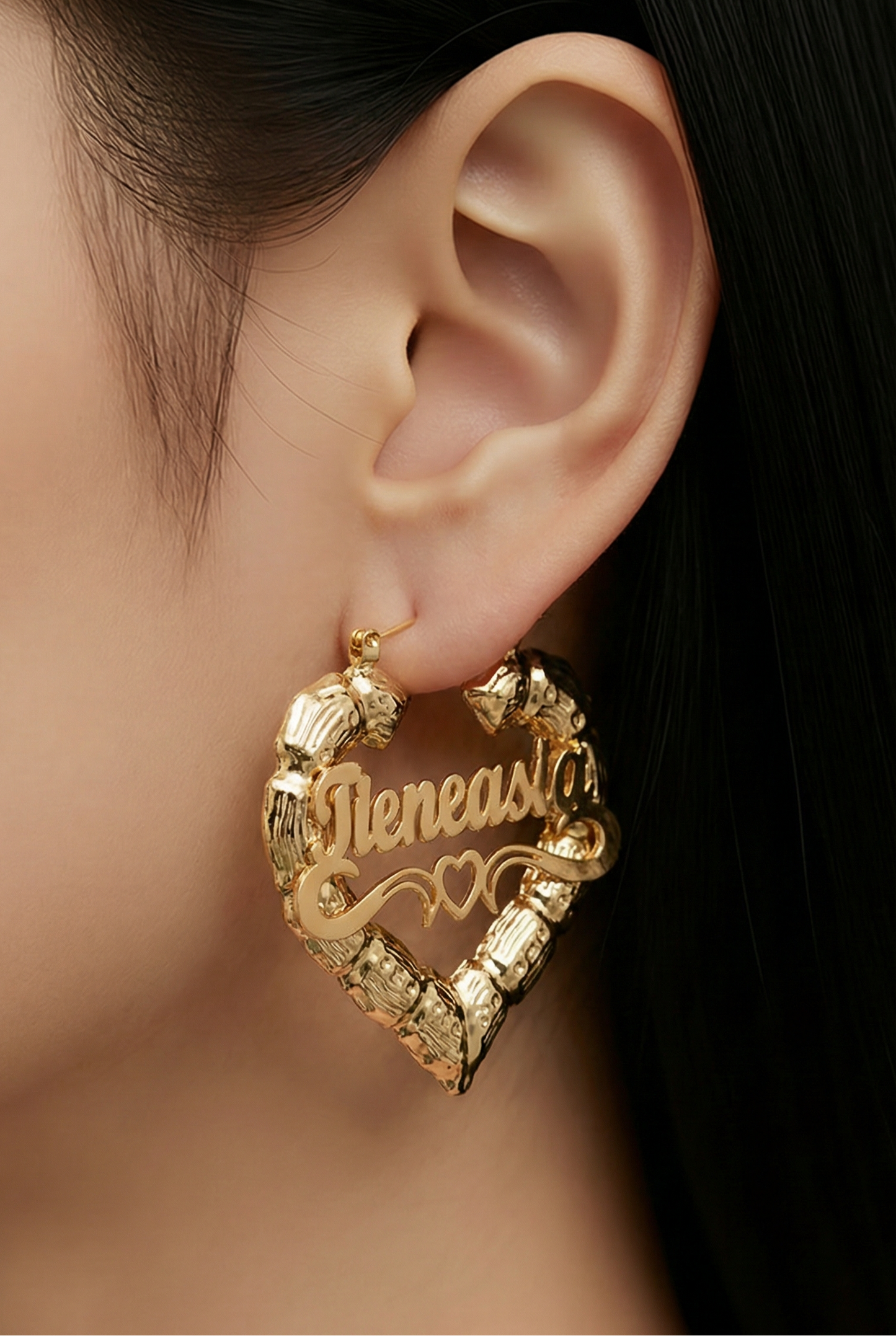 Bamboo Heart Earrings