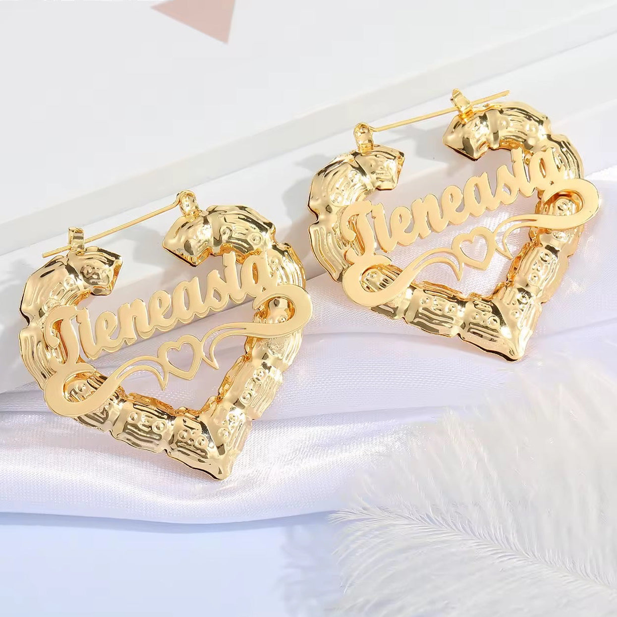 Bamboo Heart Earrings