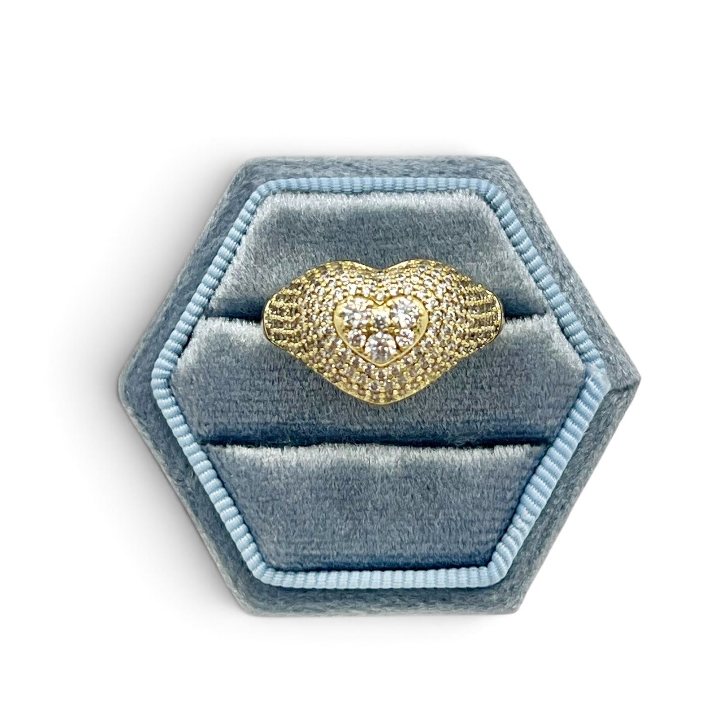 Diana Heart Ring CZ~14k Gold Plated