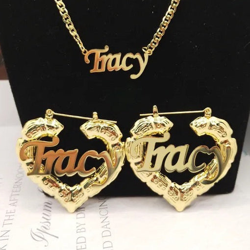 Necklace and Bamboo Earrings Set