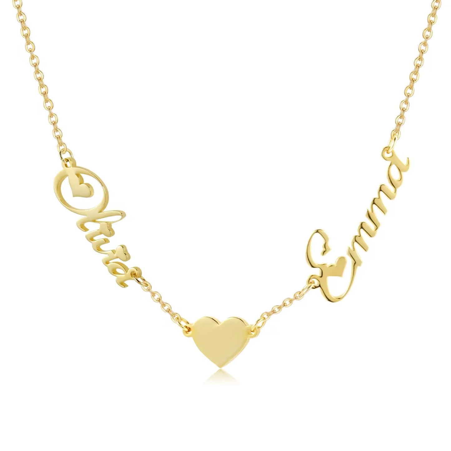 2 name Heart Necklace