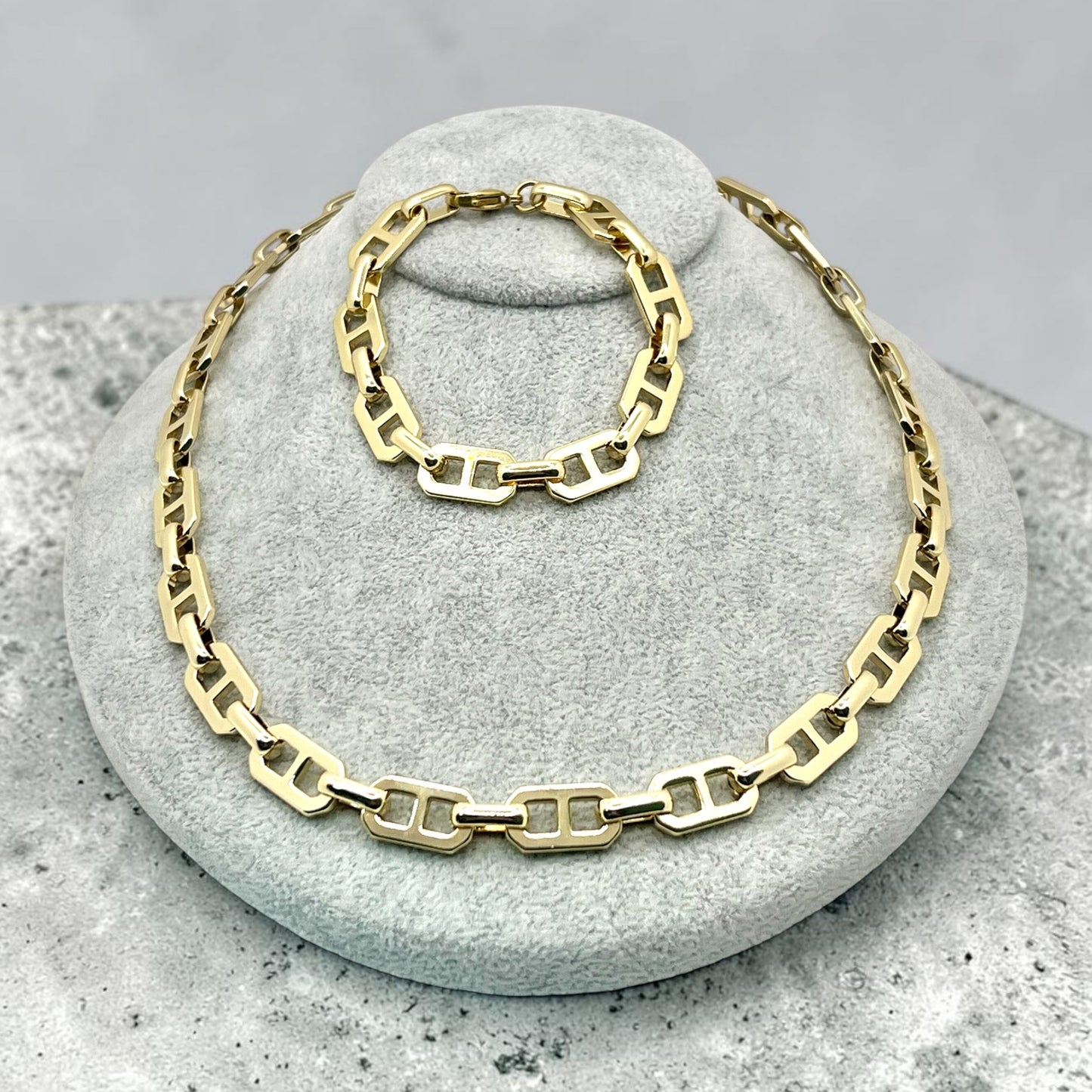 Esther Necklace & Bracelet Set~14k Gold Plated