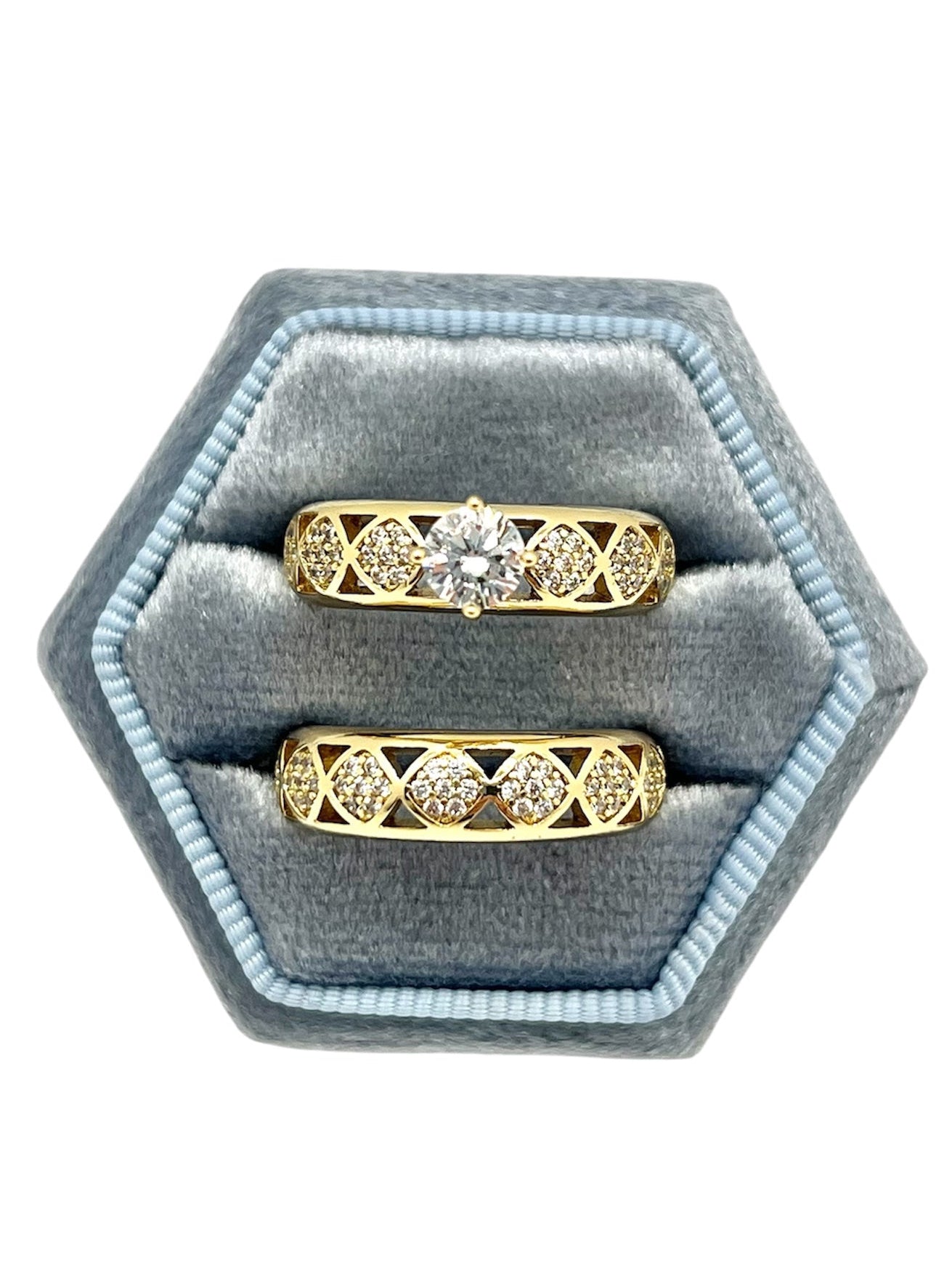 Emilia CZ Wedding Band Ring ~14k Gold Plated