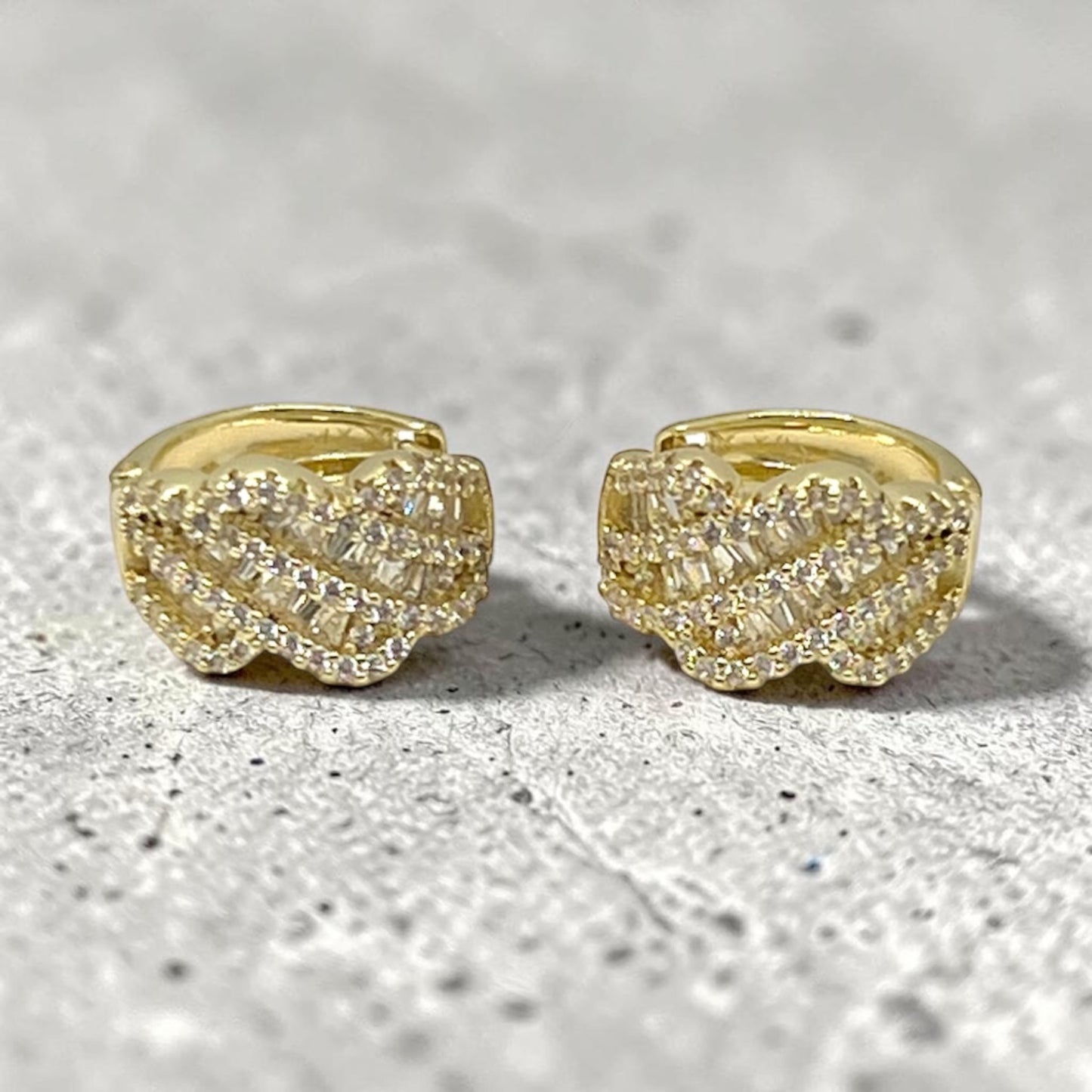 Melissa ClearCZ Hoop Earrings~14k Gold Plated