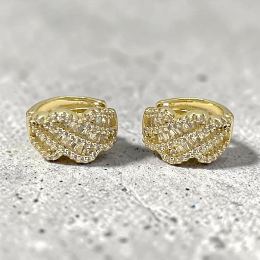 Melissa ClearCZ Hoop Earrings~14k Gold Plated
