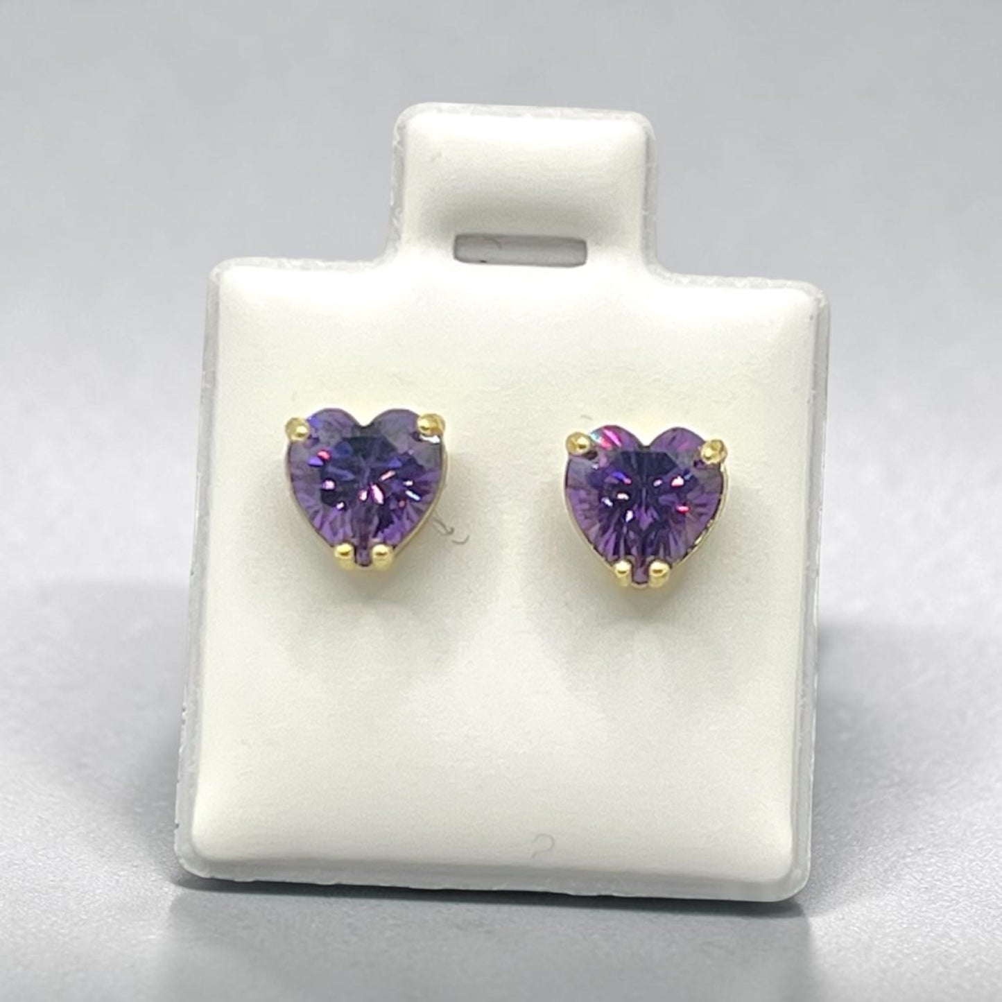 Purple Heart Stud Earrings ~14k Gold Plated