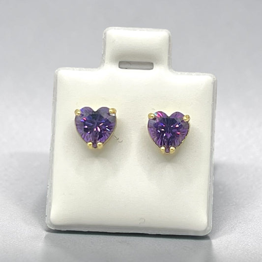 Purple Heart Stud Earrings ~14k Gold Plated