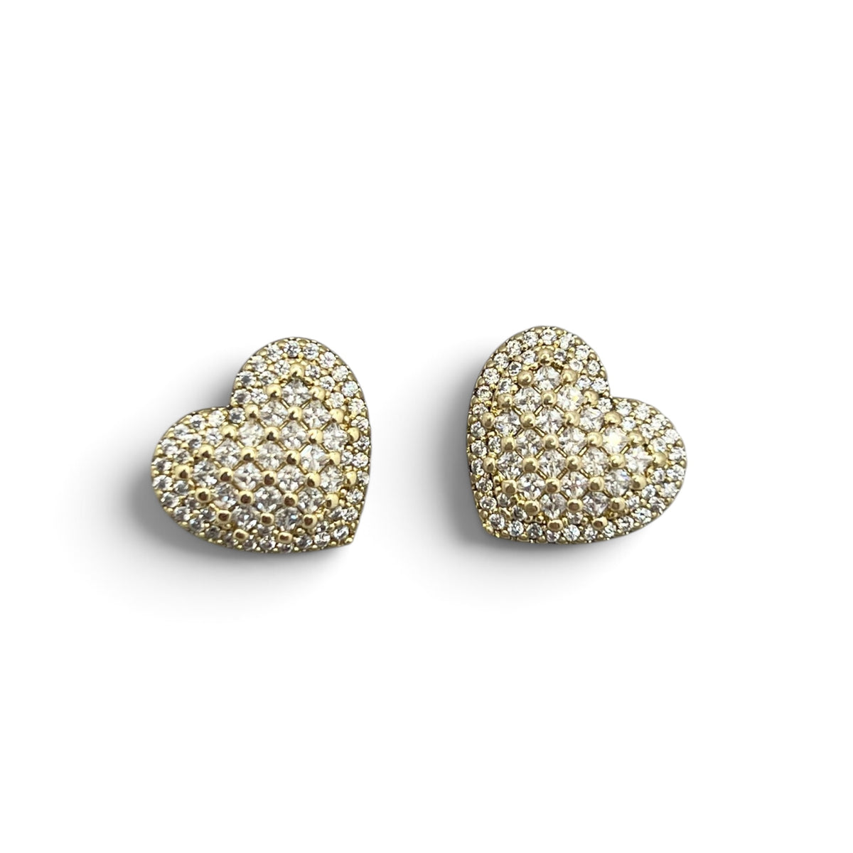 14k Gold Plated Elegant Zircon Heart Stud Earrings