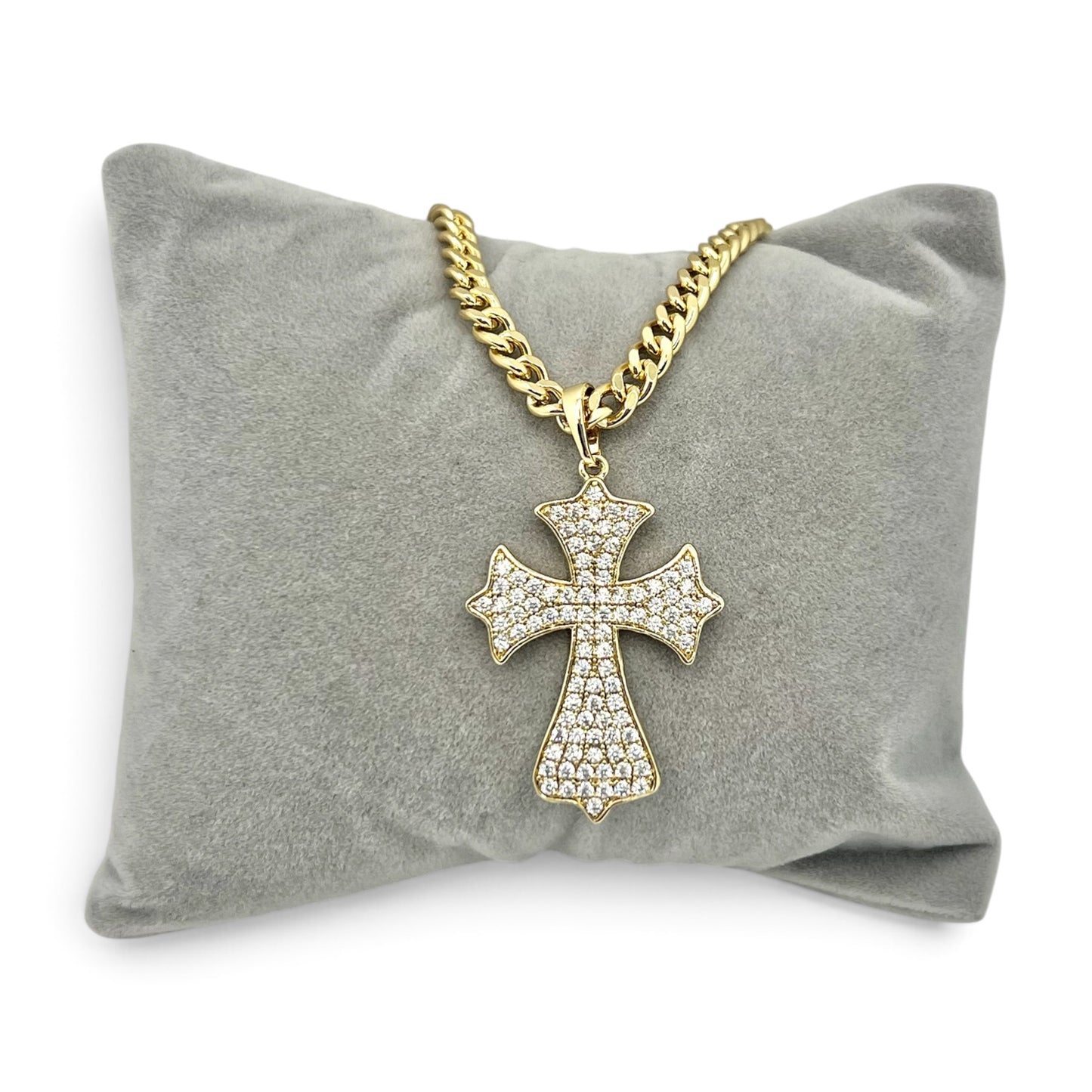 CZ Cross Necklace ~14k Gold Plated