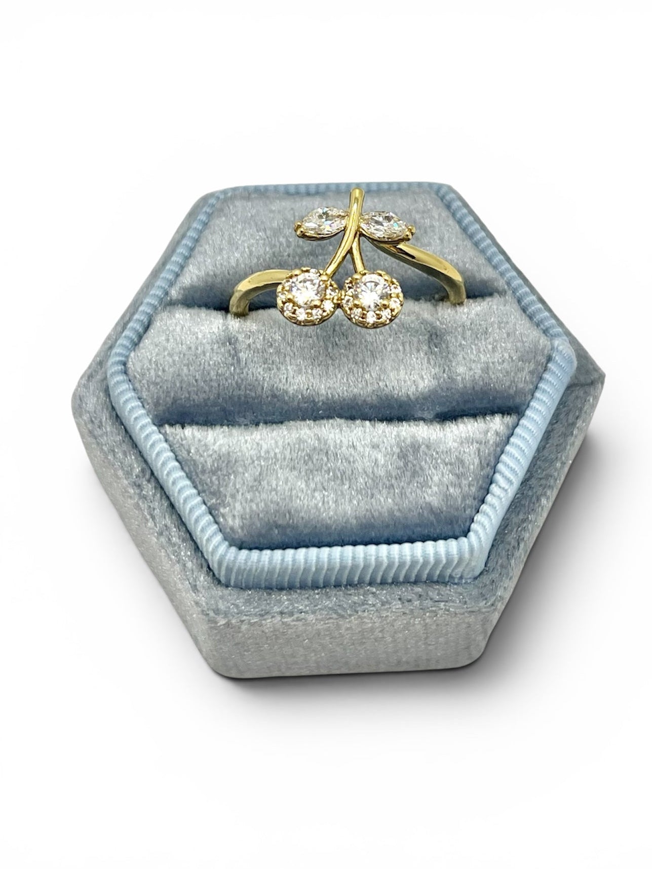 Cherry CZ Ring~14k Gold Plated