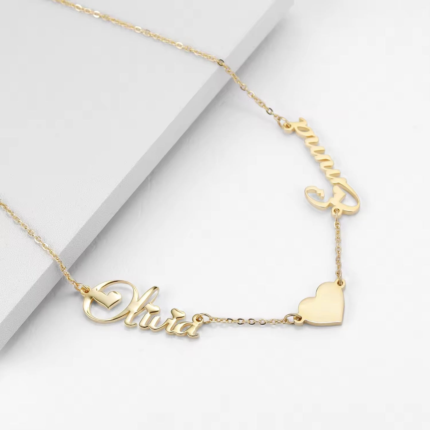 2 name Heart Necklace