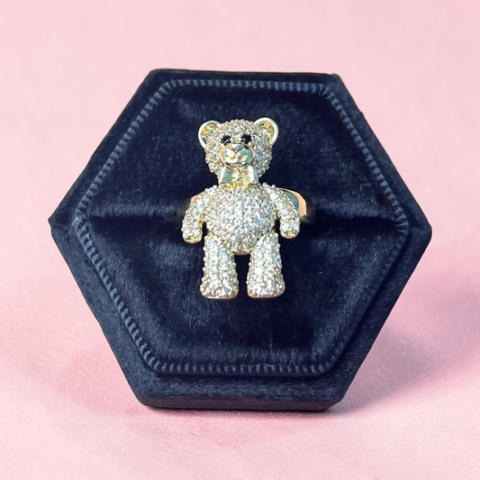 Teddy Bear CZ Ring~14k Gold Plated