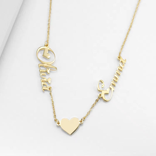 2 name Heart Necklace