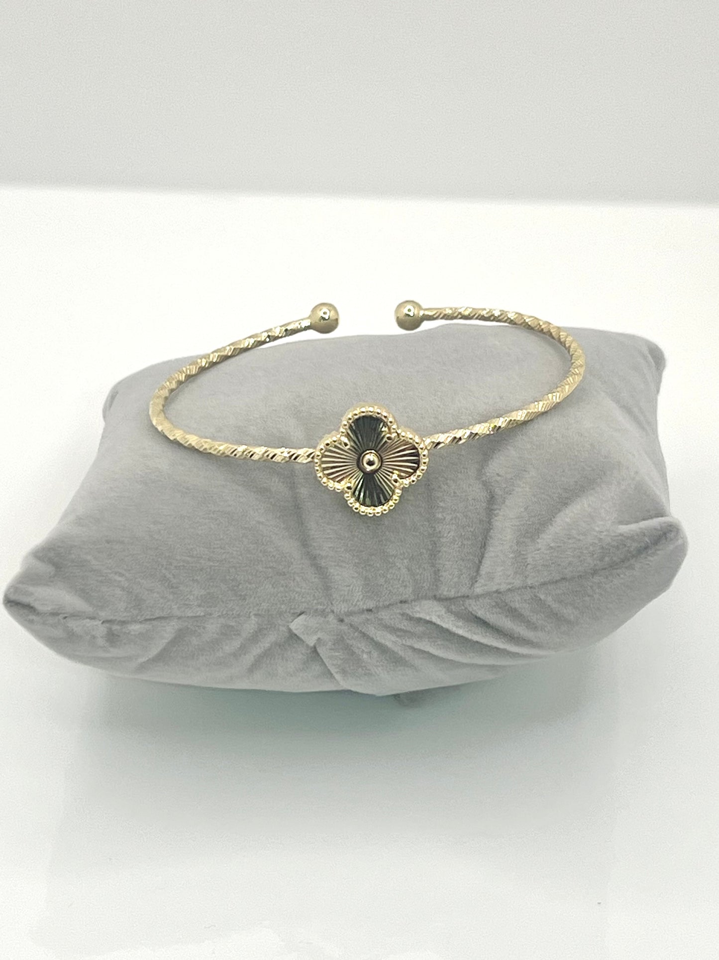 14k Gold Plated Four Leaf Ajustable Bangel Bracelet #1