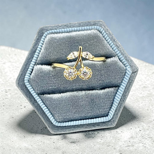 Cherry CZ Ring~14k Gold Plated