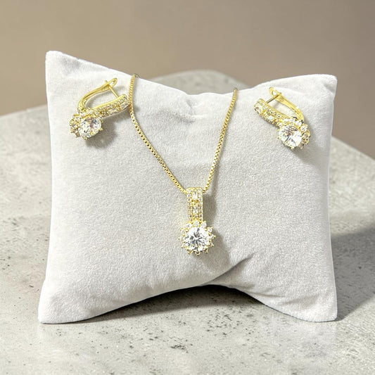 Lorena CZ Necklace & Earrings Set~14k Gold Plated