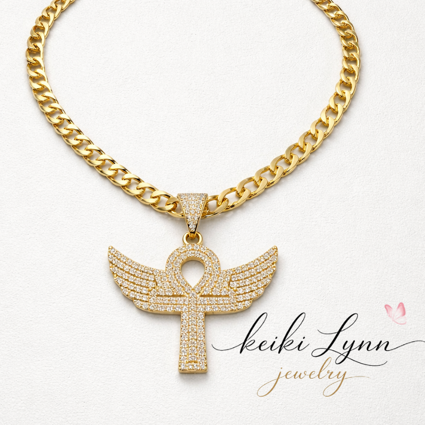 Wing Cross Cuban Necklace
