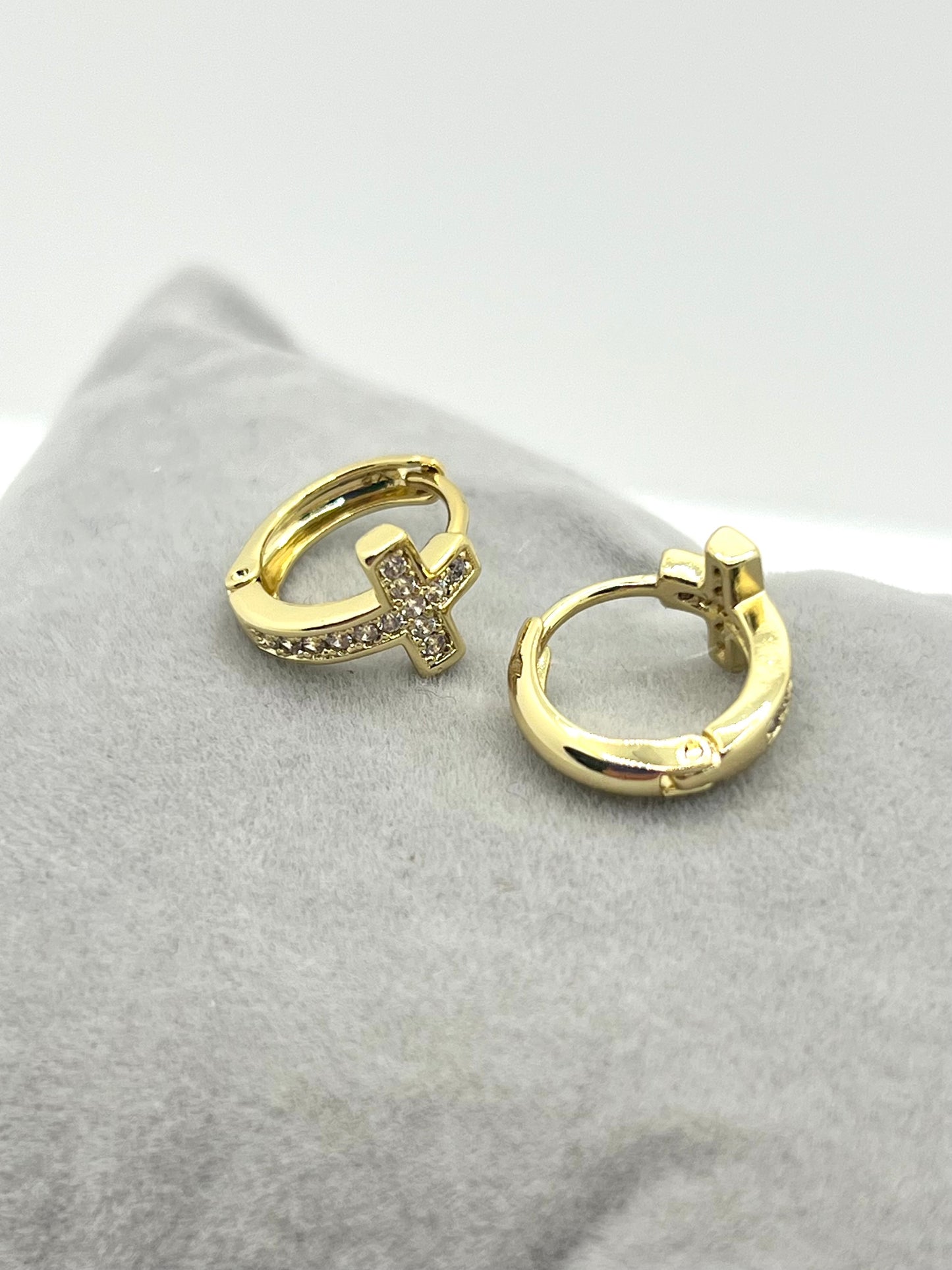 14k Gold Plated Cross Earrings #108