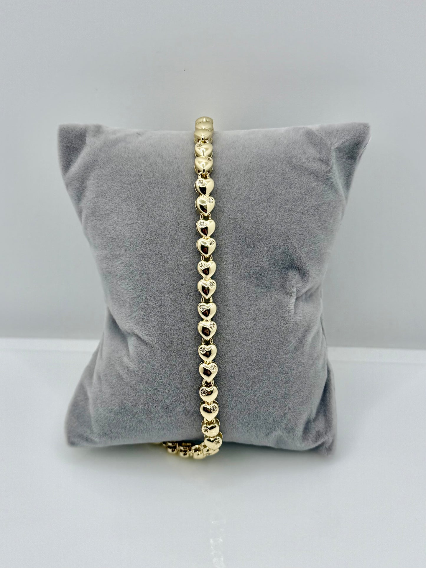 14k Gold Plated 6-6.5 inch Heart Bracelet#102