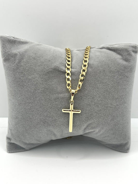 14k Gold Plated Cross Necklace 20” Inches