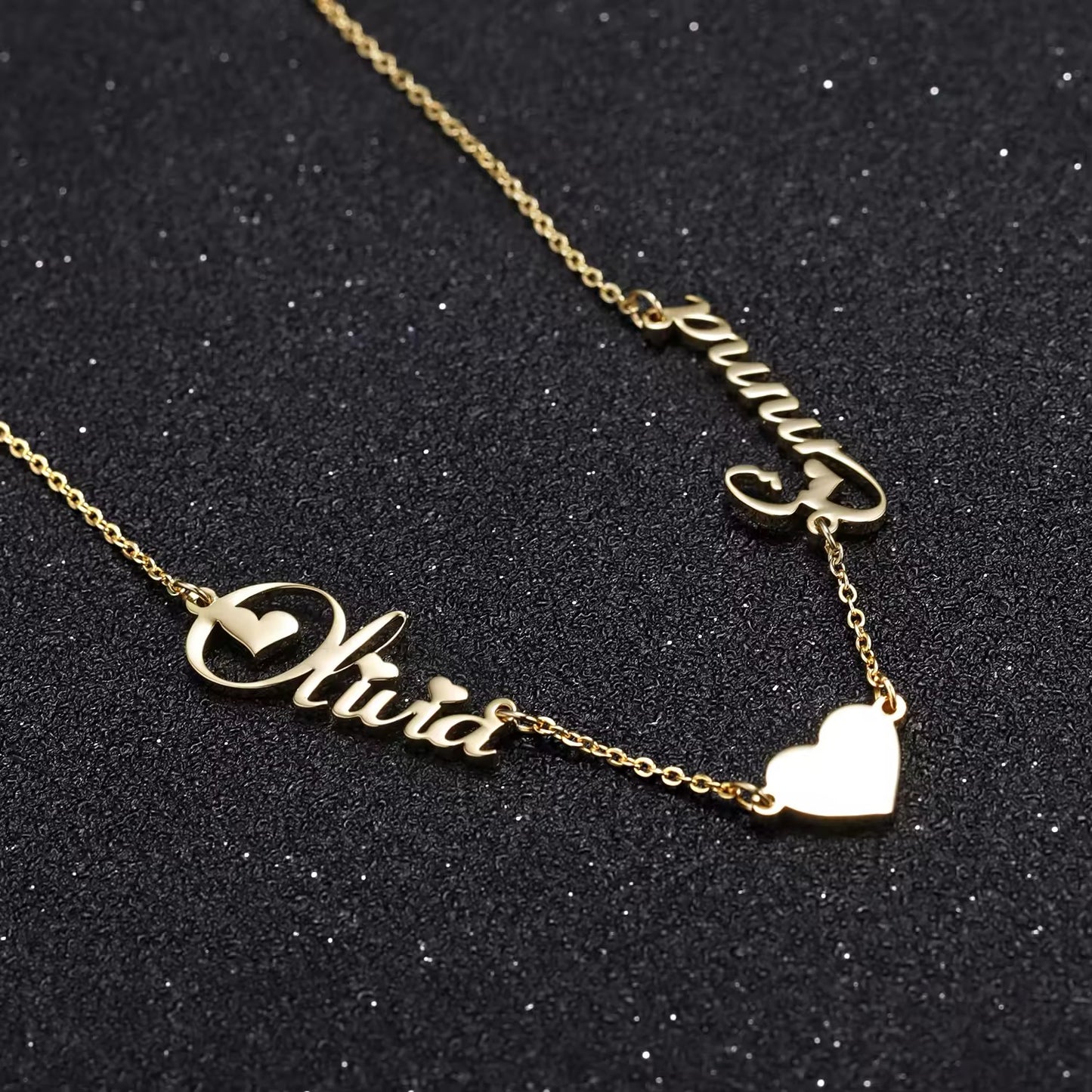 2 name Heart Necklace