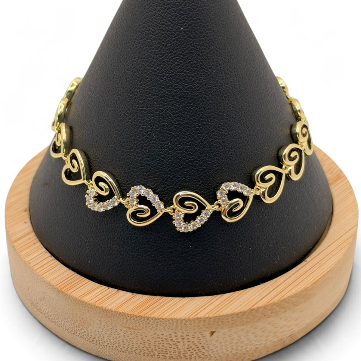 CZ Heart Bracelet~14k Gold Plated