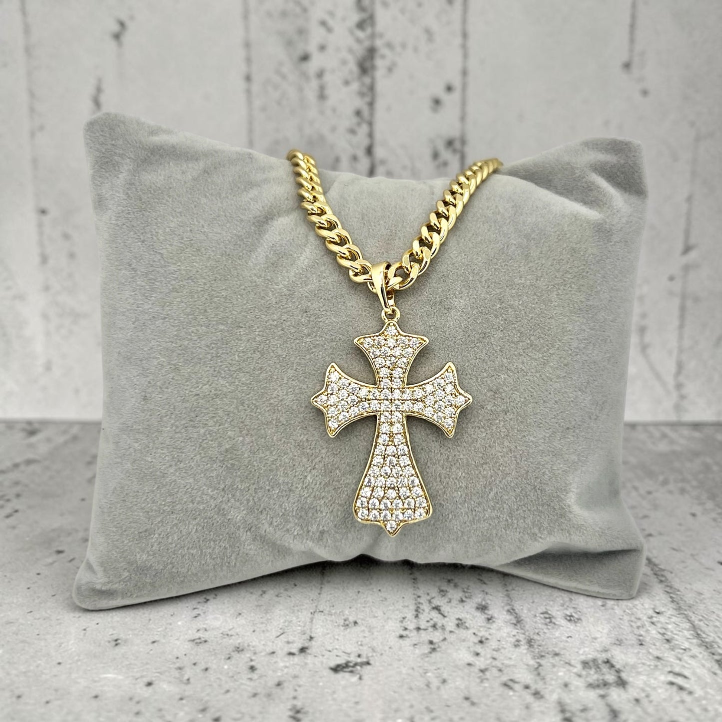 CZ Cross Necklace ~14k Gold Plated