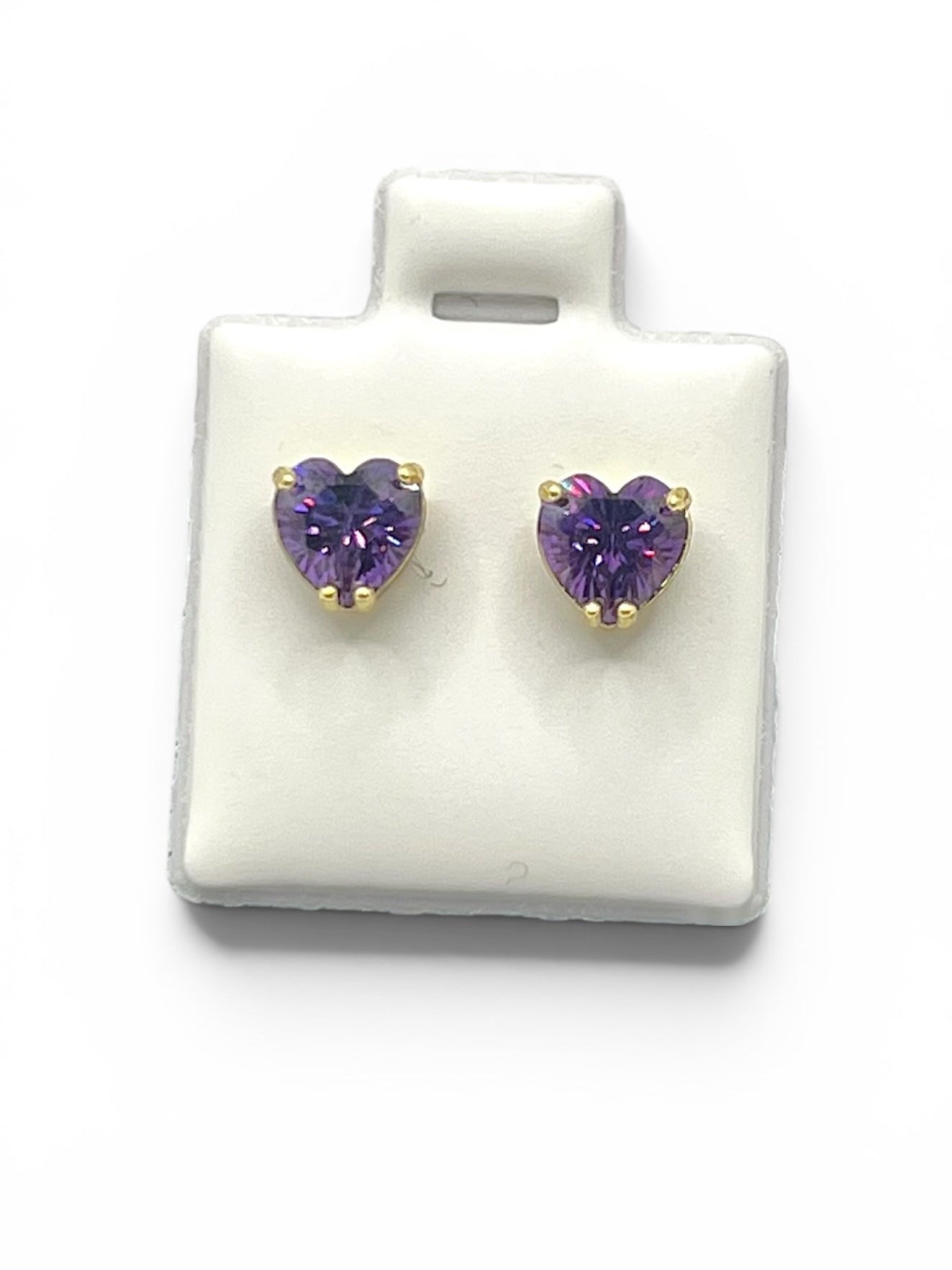 Purple Heart Stud Earrings ~14k Gold Plated