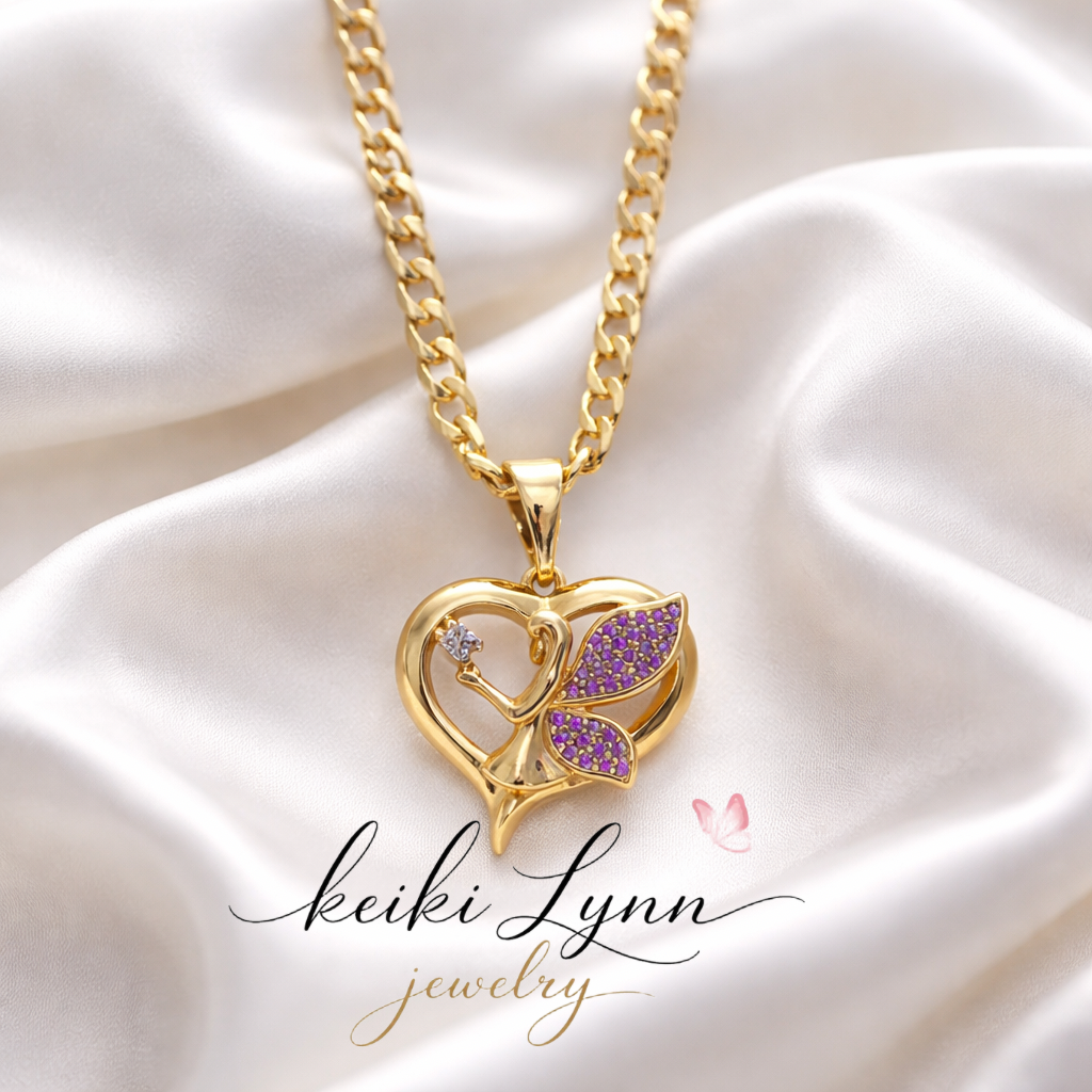 Purple Fairy Heart Necklace
