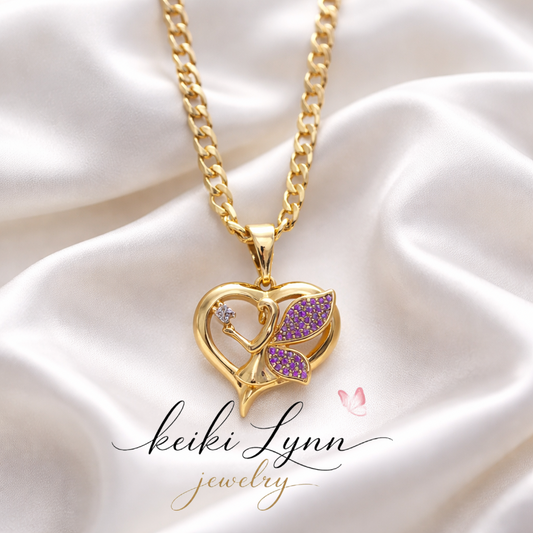 Purple Fairy Heart Necklace