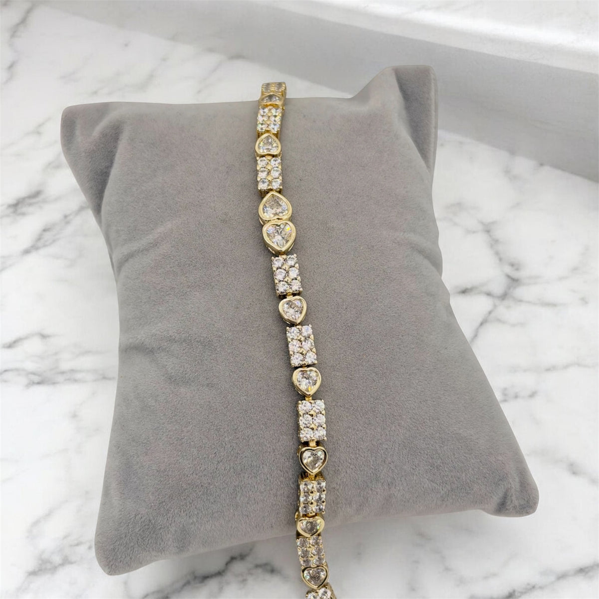 CZ Heart Bracelet~14k Gold Plated