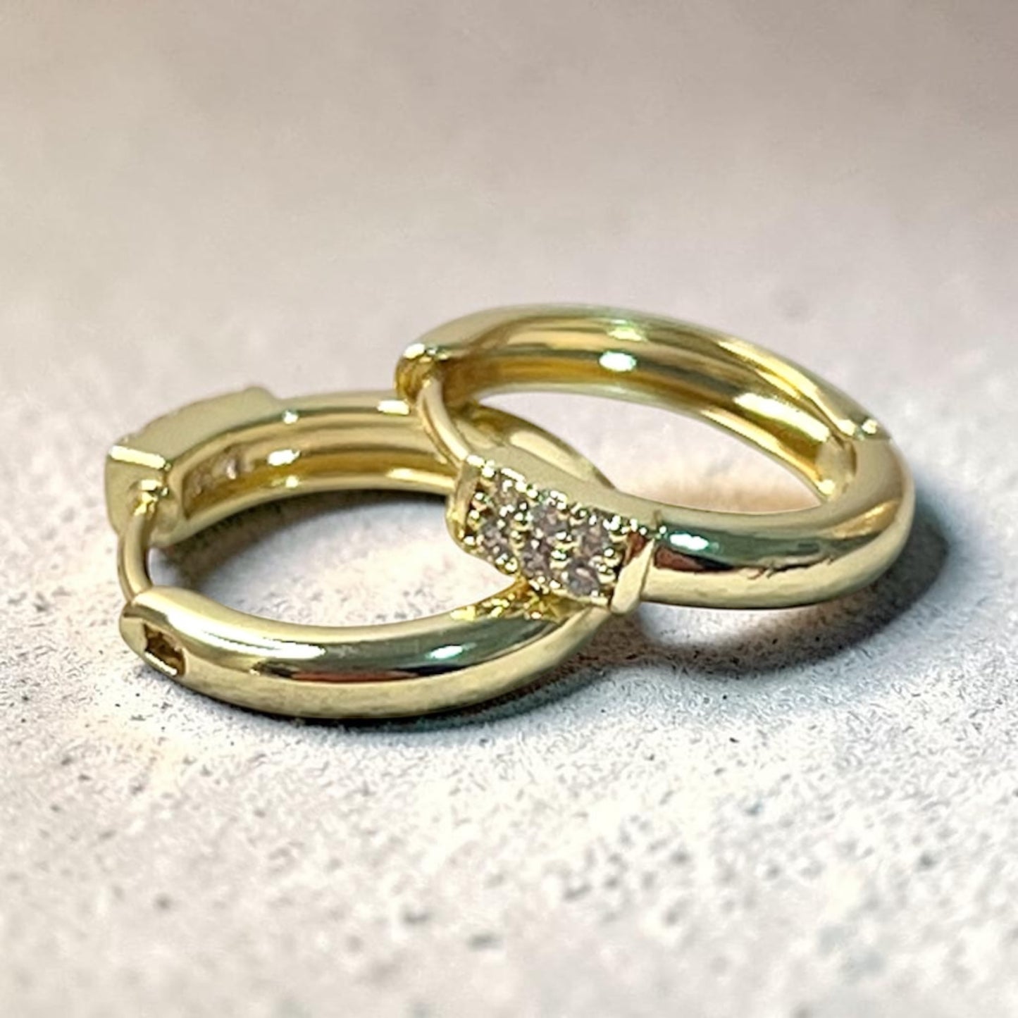 Huggie CZ Earrings~14k Gold Plated 0.5 inches
