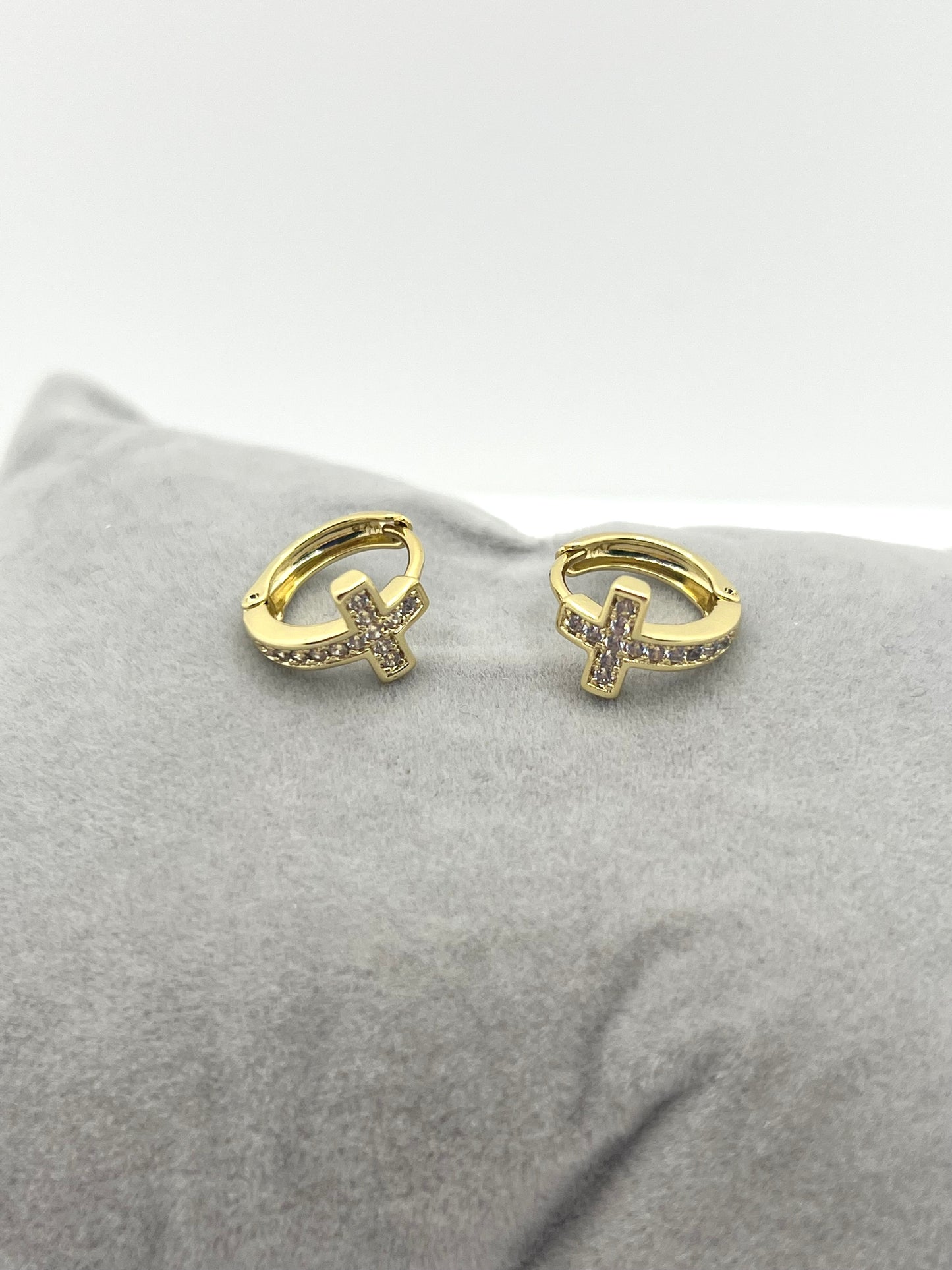 14k Gold Plated Cross Earrings #108