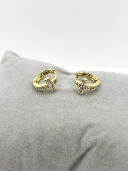 14k Gold Plated Cross Earrings #108